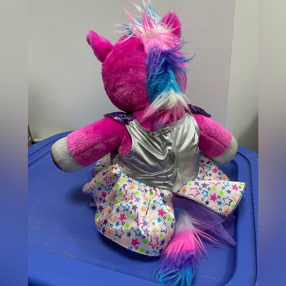 Large Plush Build a Bear Pink Unicorn Stuffed Animal Girl Power BFF XOXO - Picture 3 of 9